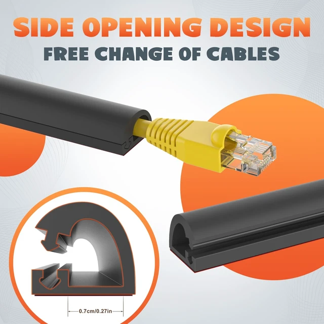 Alt view image 2 of 7 - Wall Cord Hider 78 Inch Cable Hider for Wires W0.59 H0.39in Black Self Adhesive, Flexible, PVC Material, for Wall Mount TV, Cable Raceway, Cord Cover