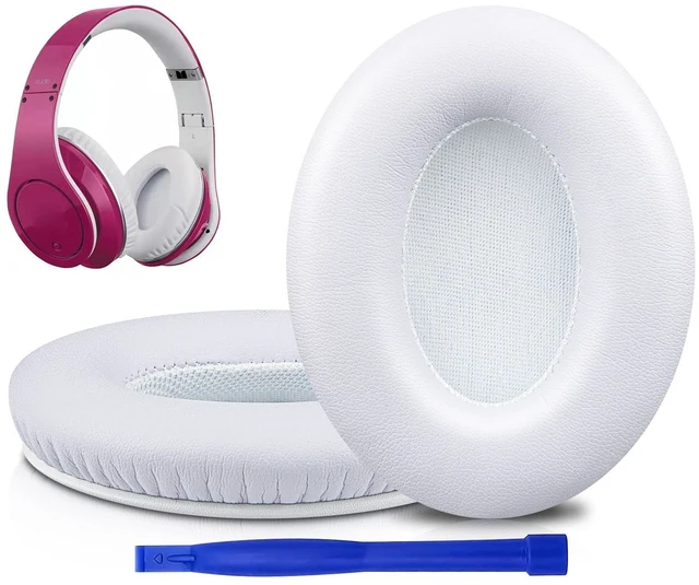Main image of Replacement Ear Pads Cushions for Monster Beats Studio 1.0 (1 st Gen) Headphones by Dr. Dre (Do Not Fit Studio 2 and Studio 3), Earpads with Soft Protein Leather (White)