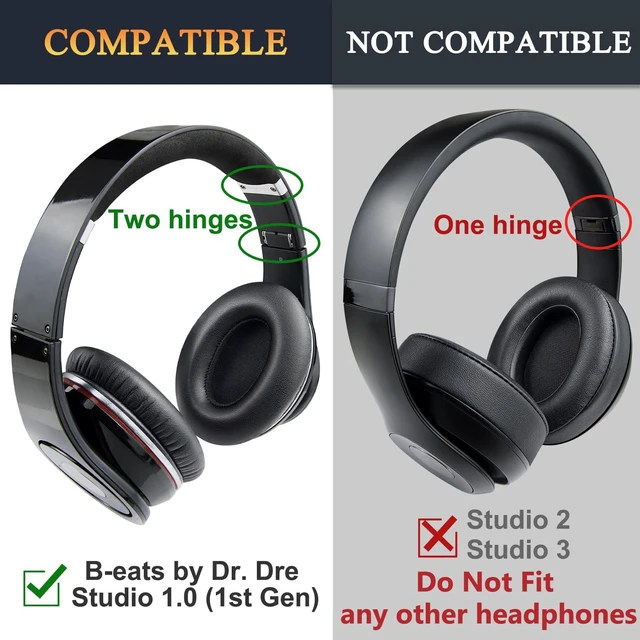 Alt view image 2 of 7 - Replacement Ear Pads Cushions for Monster Beats Studio 1.0 (1 st Gen) Headphones by Dr. Dre (Do Not Fit Studio 2 and Studio 3), Earpads with Soft Protein Leather (White)