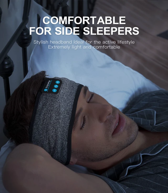 Alt view image 3 of 7 - Sleep Headband, Bluetooth Headphones for Sleeping with Noise Cancelling, Thin Speakers, 1 Count, Black&Grey, Hairband, Unisex, for Sleep, Workout, Yoga, Travel, Insomnia, Leisure