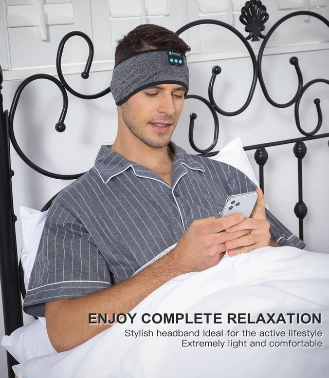 Alt view image 4 of 7 - Sleep Headband, Bluetooth Headphones for Sleeping with Noise Cancelling, Thin Speakers, 1 Count, Black&Grey, Hairband, Unisex, for Sleep, Workout, Yoga, Travel, Insomnia, Leisure