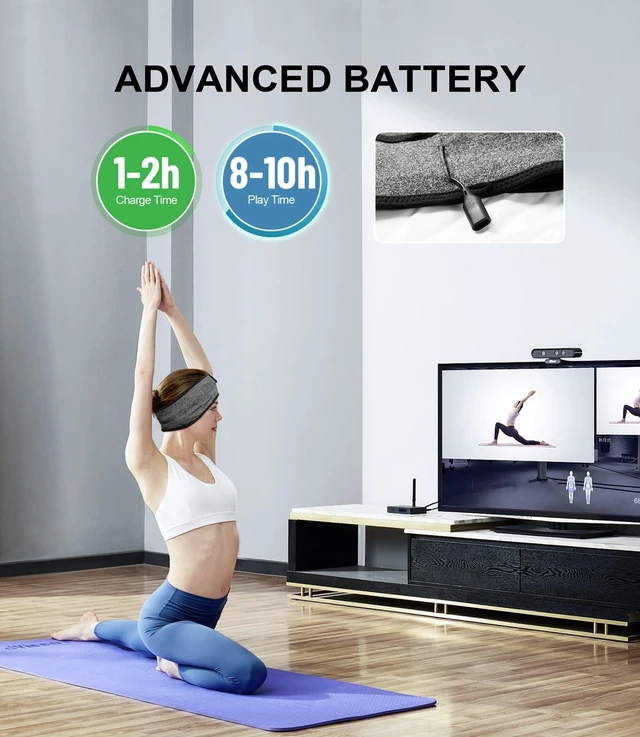 Alt view image 5 of 7 - Sleep Headband, Bluetooth Headphones for Sleeping with Noise Cancelling, Thin Speakers, 1 Count, Black&Grey, Hairband, Unisex, for Sleep, Workout, Yoga, Travel, Insomnia, Leisure