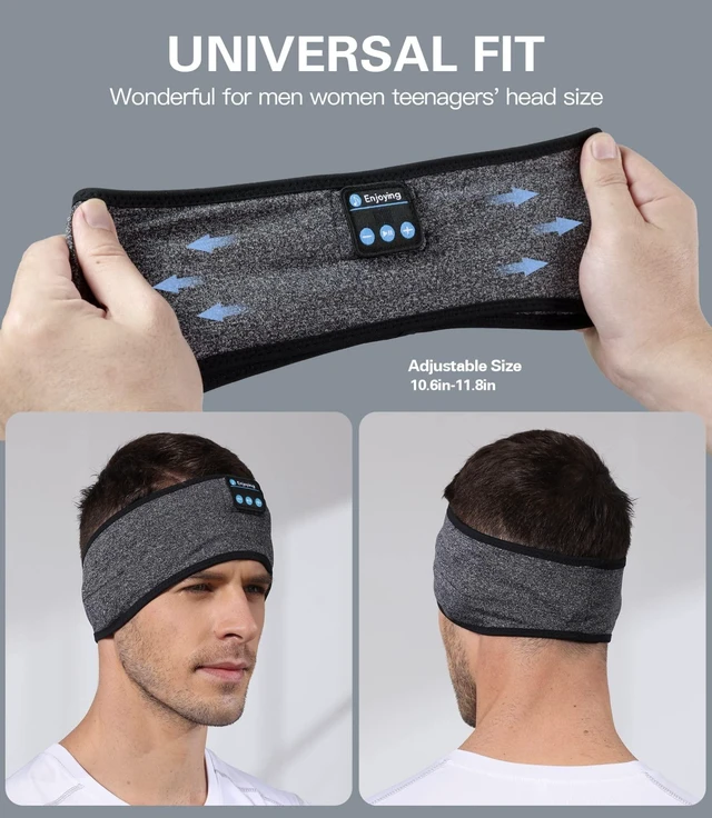 Alt view image 6 of 7 - Sleep Headband, Bluetooth Headphones for Sleeping with Noise Cancelling, Thin Speakers, 1 Count, Black&Grey, Hairband, Unisex, for Sleep, Workout, Yoga, Travel, Insomnia, Leisure