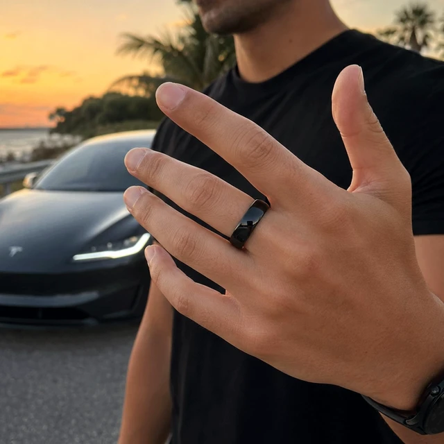 Alt view image 2 of 6 - Ceramic Tesla Ring Key for Tesla Model 3/Y/S/X/CT, Key Card Replacement #11 No battery, no app, no phone, Tap B-pillar to unlock instantly, Waterproof/scratch-resistant ceramic design for everyday use