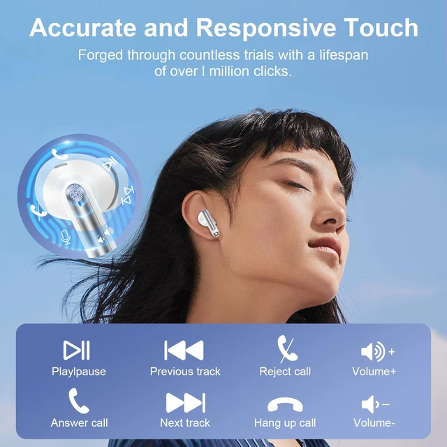 Alt view image 4 of 7 - for iPhone 17 Pro Max Wireless Earbuds, Bluetooth Headphones for iPhone 17e 16e/17/16/15/14/13/12/11/Pro/Max Wireless Ear Buds Earphone, 60Hrs Playtime Stereo, Hi-Fi, Noise Cancelling, IP7 Waterproof