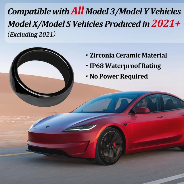 Alt view image 3 of 6 - Ceramic Tesla Ring Key for Tesla Model 3/Y/S/X/CT, Key Card Replacement #11 No battery, no app, no phone, Tap B-pillar to unlock instantly, Waterproof/scratch-resistant ceramic design for everyday use