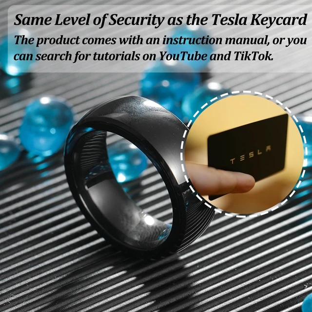 Alt view image 6 of 7 - Ceramic Tesla Ring Key for Tesla Model 3/Y/S/X/CT, Key Card Replacement #10 No battery, no app, no phone, Tap B-pillar to unlock instantly, Waterproof/scratch-resistant ceramic design for everyday use