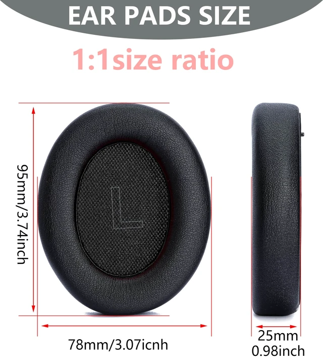 Alt view image 4 of 6 - Replacement Ear Pads Compatible with Anker Soundcore Life Q10 Black for Soundcore Life Q10BT, Life 2 NEO BT headphone Memory Foam/Protein Leather Earpads Earmuffs