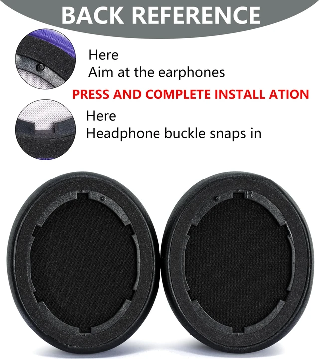 Alt view image 6 of 6 - Replacement Ear Pads Compatible with Anker Soundcore Life Q10 Black for Soundcore Life Q10BT, Life 2 NEO BT headphone Memory Foam/Protein Leather Earpads Earmuffs