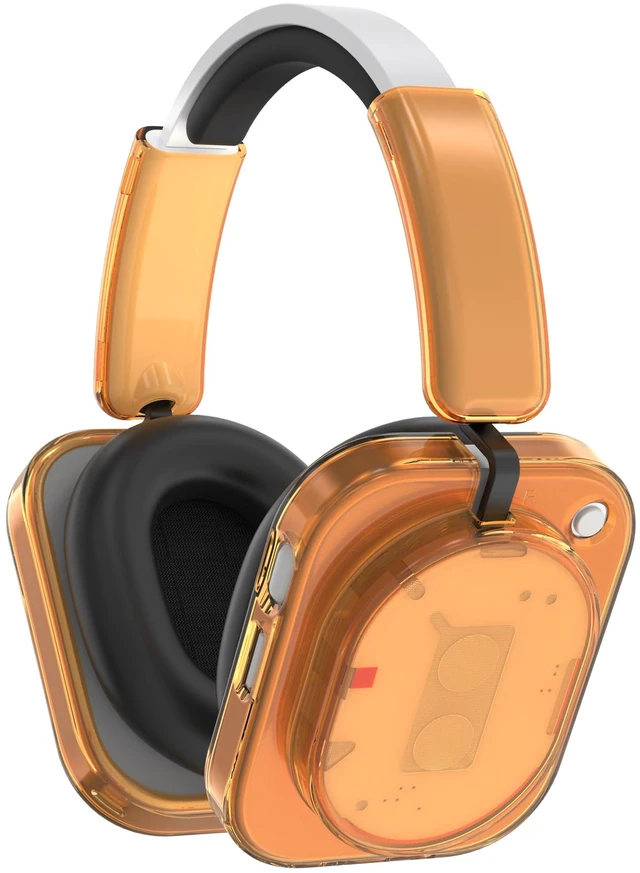 Main image of Case for Nothing Headphone 1,2IN1 Clear TPU Ear Cups Cover & PC Headband Cover, Shell Covers Replacement Shockproof/Washable/Dust-Proof/Scratch-Resistant for Men Women(Clear Orange)