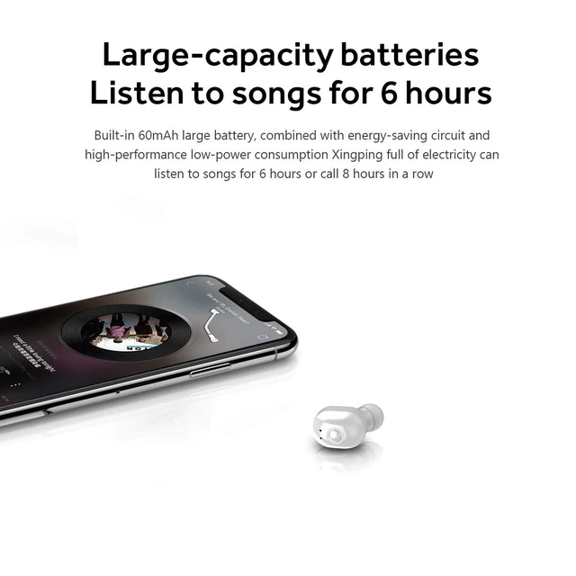 Alt view image 3 of 7 - Wireless Earphones, Wireless Sports Bluetooth Earphone Mini Earbud with Noise Cancelling for iPhone X/8/7/6s Plus Samsung Galaxy S8, S8 Plus (White)