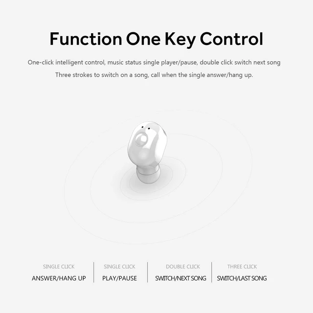 Alt view image 4 of 7 - Wireless Earphones, Wireless Sports Bluetooth Earphone Mini Earbud with Noise Cancelling for iPhone X/8/7/6s Plus Samsung Galaxy S8, S8 Plus (White)
