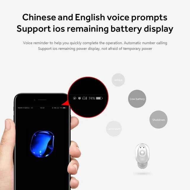 Alt view image 6 of 7 - Wireless Earphones, Wireless Sports Bluetooth Earphone Mini Earbud with Noise Cancelling for iPhone X/8/7/6s Plus Samsung Galaxy S8, S8 Plus (White)