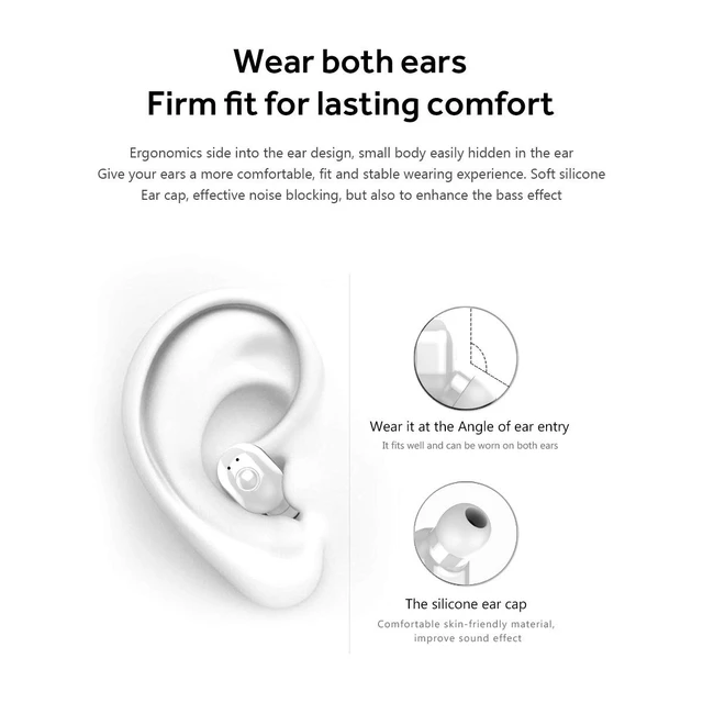 Alt view image 5 of 7 - Wireless Earphones, Wireless Sports Bluetooth Earphone Mini Earbud with Noise Cancelling for iPhone X/8/7/6s Plus Samsung Galaxy S8, S8 Plus (White)
