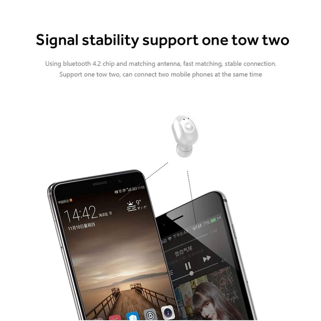 Alt view image 7 of 7 - Wireless Earphones, Wireless Sports Bluetooth Earphone Mini Earbud with Noise Cancelling for iPhone X/8/7/6s Plus Samsung Galaxy S8, S8 Plus (White)