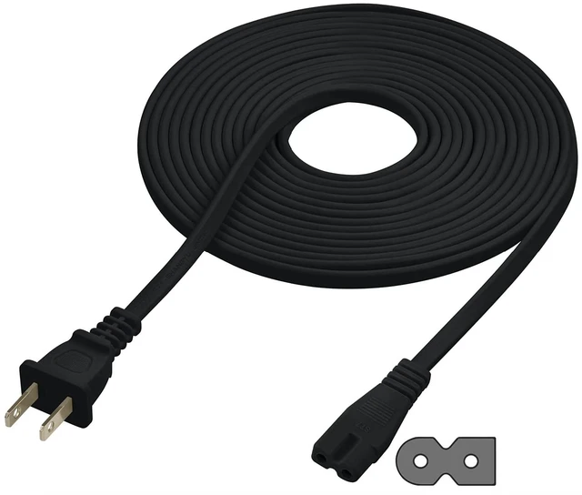 Main image of Extra Long 25-Foot Polarized Power Cord Compatible with Select Vizio, Insignia, JVC TV LED Smart Screens and Vizio Sound Systems and Many Other Electronics - 2-Prong AC Wall Plug (Black, 25-Foot)