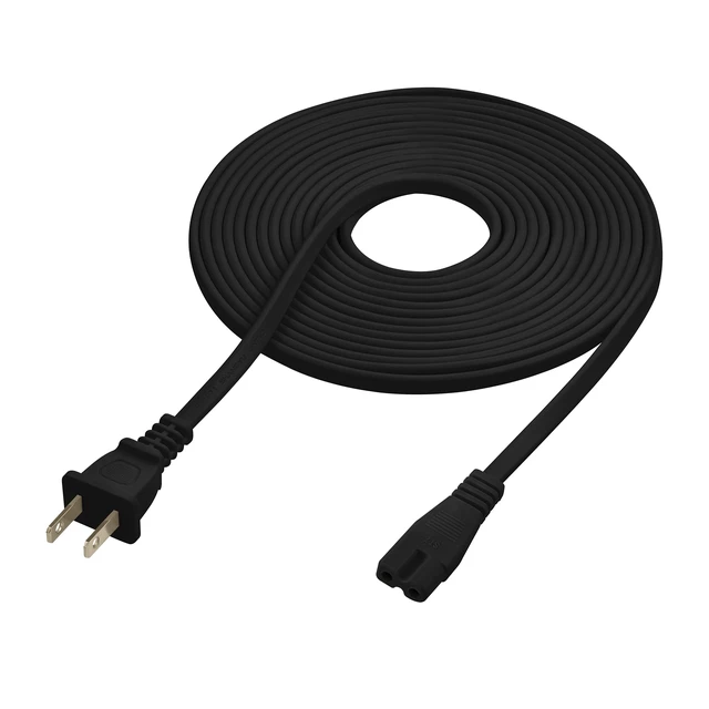 Alt view image 6 of 7 - Extra Long 25-Foot Polarized Power Cord Compatible with Select Vizio, Insignia, JVC TV LED Smart Screens and Vizio Sound Systems and Many Other Electronics - 2-Prong AC Wall Plug (Black, 25-Foot)