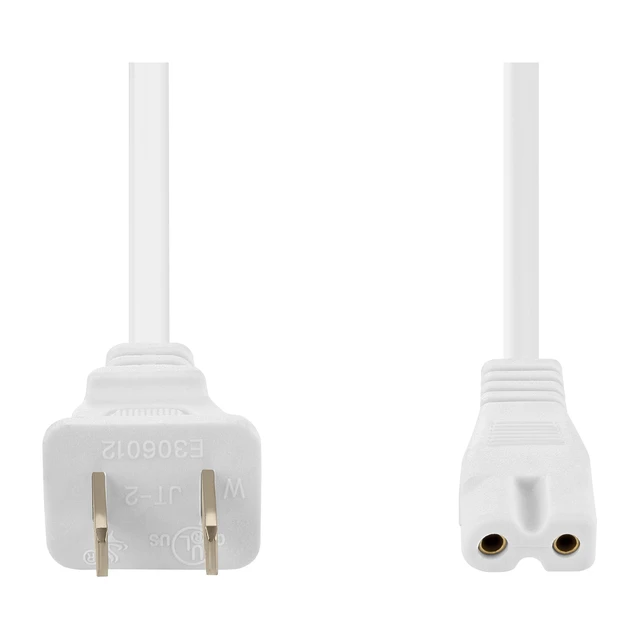 Alt view image 3 of 7 - Extra Long 25-Foot Polarized Power Cord Compatible with Select Vizio, Insignia, JVC TV LED Smart Screens and Vizio Sound Systems and Many Other Electronics - 2-Prong AC Wall Plug (White, 25-Foot)