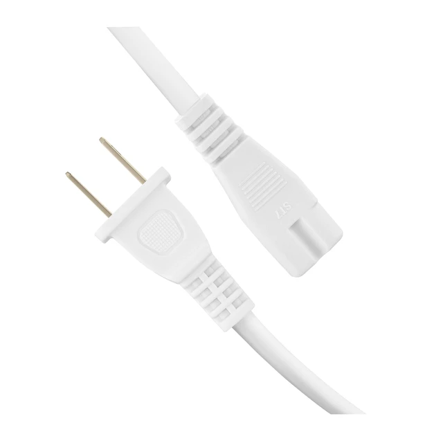 Alt view image 4 of 7 - Extra Long 25-Foot Polarized Power Cord Compatible with Select Vizio, Insignia, JVC TV LED Smart Screens and Vizio Sound Systems and Many Other Electronics - 2-Prong AC Wall Plug (White, 25-Foot)