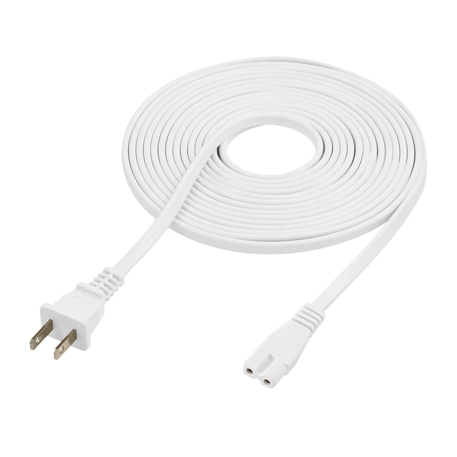 Alt view image 6 of 7 - Extra Long 25-Foot Polarized Power Cord Compatible with Select Vizio, Insignia, JVC TV LED Smart Screens and Vizio Sound Systems and Many Other Electronics - 2-Prong AC Wall Plug (White, 25-Foot)