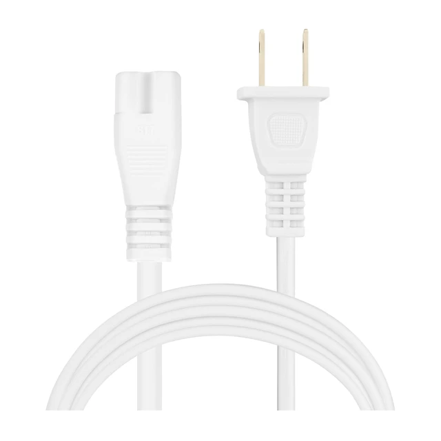 Alt view image 2 of 7 - Extra Long 25-Foot Polarized Power Cord Compatible with Select Vizio, Insignia, JVC TV LED Smart Screens and Vizio Sound Systems and Many Other Electronics - 2-Prong AC Wall Plug (White, 25-Foot)