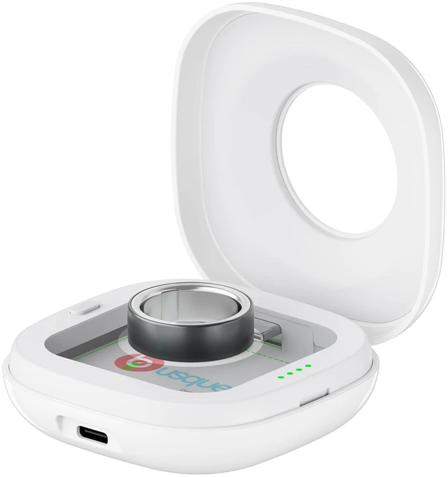 Main image of Portable Charging Case for Oura Ring 4/5 Docks, 50-Day Runtime, White Pocket-Sized Travel Holder Case (Sizes 615), 1-Hour USB-C Recharge, Clear LED Window, Magnetic Snap-Lock Dock Excluded