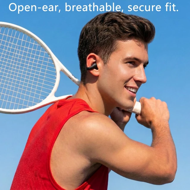 Alt view image 2 of 6 - Open Ear Earbuds, Wireless Bluetooth with Clip-on Cuff Design, IPX4, 20+ Hours Battery (Black)