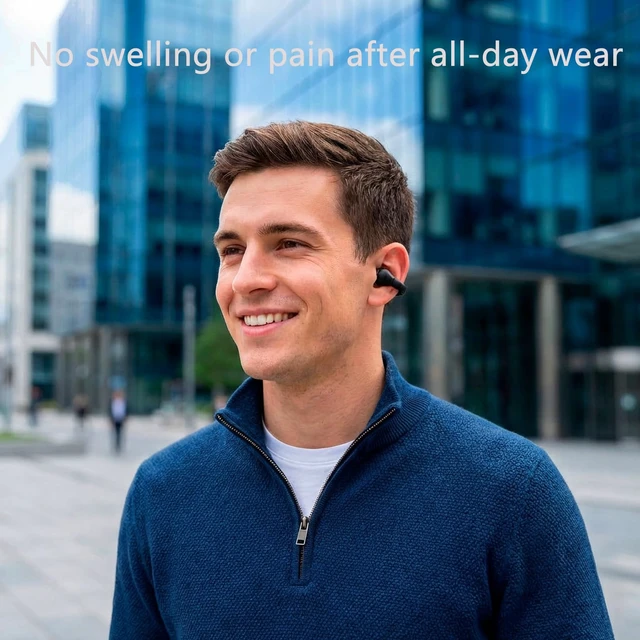 Alt view image 5 of 6 - Open Ear Earbuds, Wireless Bluetooth with Clip-on Cuff Design, IPX4, 20+ Hours Battery (Black)