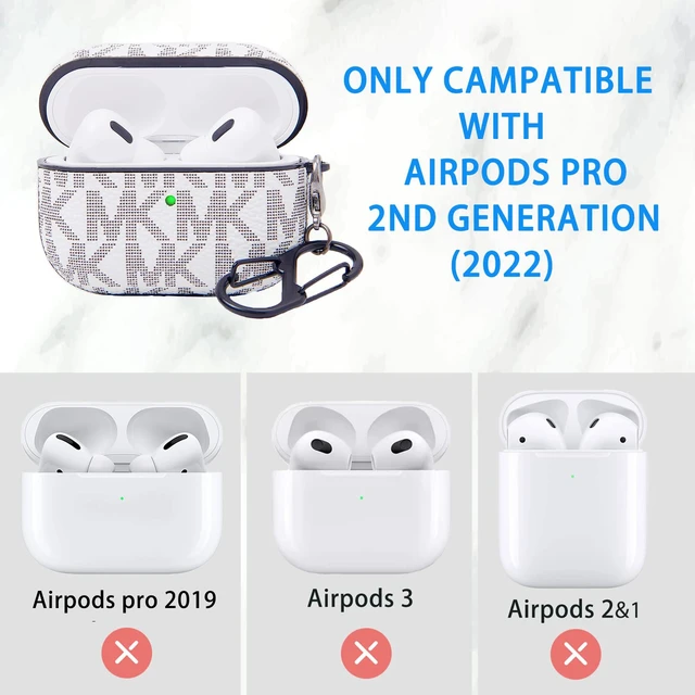 Alt view image 2 of 6 - for AirPods Pro 2nd Generation Case(2022), Full-Body Protective Leather Airpods Pro 2 Protective Cover with Keychain for AirPods Pro Wireless Charging Case, White