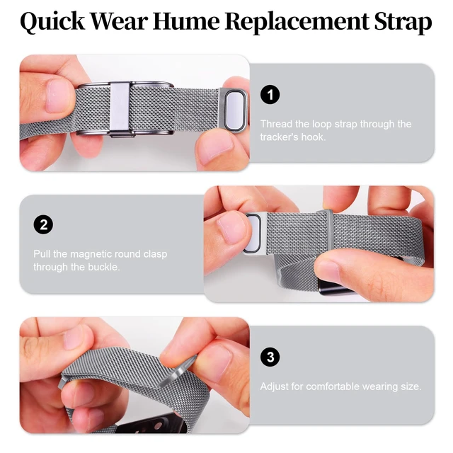 Alt view image 5 of 7 - Metal Replacement Strap Compatible with Hume Band 1.0, Magnetic Mesh Loop Stainless Steel Lightweight Sport Wristand for Women Men