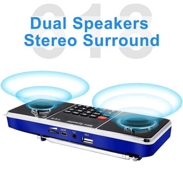 Alt view image 2 of 7 - Multifunction Digital FM Radio Media Speaker MP3 Music Player, Blue Support TF Card USB Drive, LED Screen Display, Setting Timing Shutdown Function