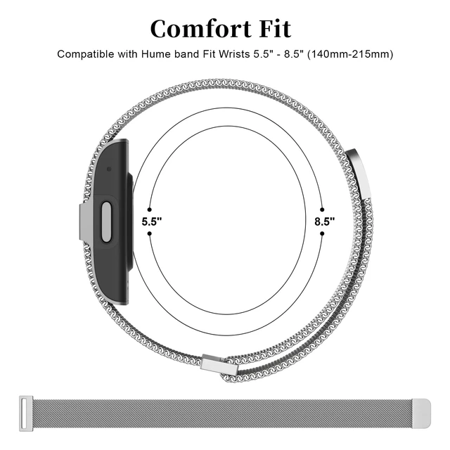 Alt view image 6 of 7 - Metal Replacement Strap Compatible with Hume Band 1.0, Magnetic Mesh Loop Stainless Steel Lightweight Sport Wristand for Women Men