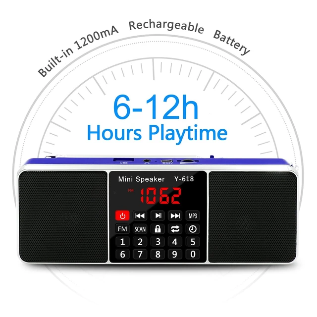 Alt view image 5 of 7 - Multifunction Digital FM Radio Media Speaker MP3 Music Player, Blue Support TF Card USB Drive, LED Screen Display, Setting Timing Shutdown Function