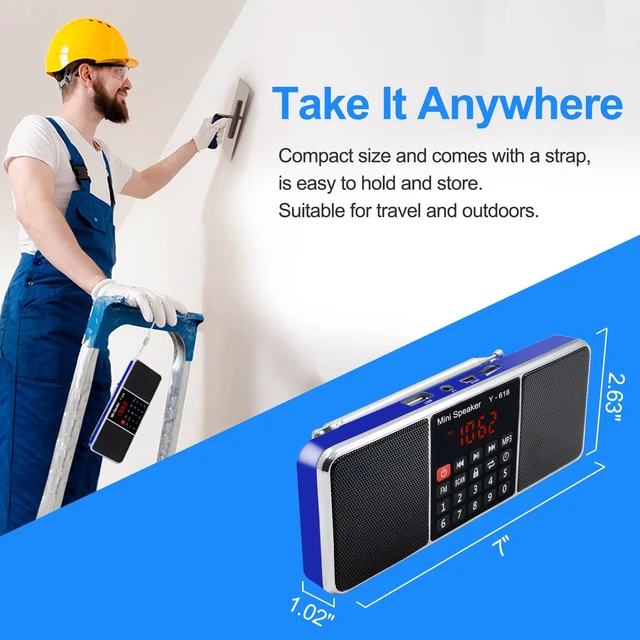 Alt view image 7 of 7 - Multifunction Digital FM Radio Media Speaker MP3 Music Player, Blue Support TF Card USB Drive, LED Screen Display, Setting Timing Shutdown Function
