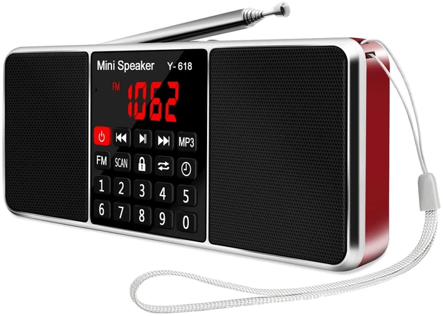 Main image of Multifunction Digital FM Radio Media Speaker MP3 Music Player, Red Support TF Card USB Drive, LED Screen Display, Setting Timing Shutdown Function