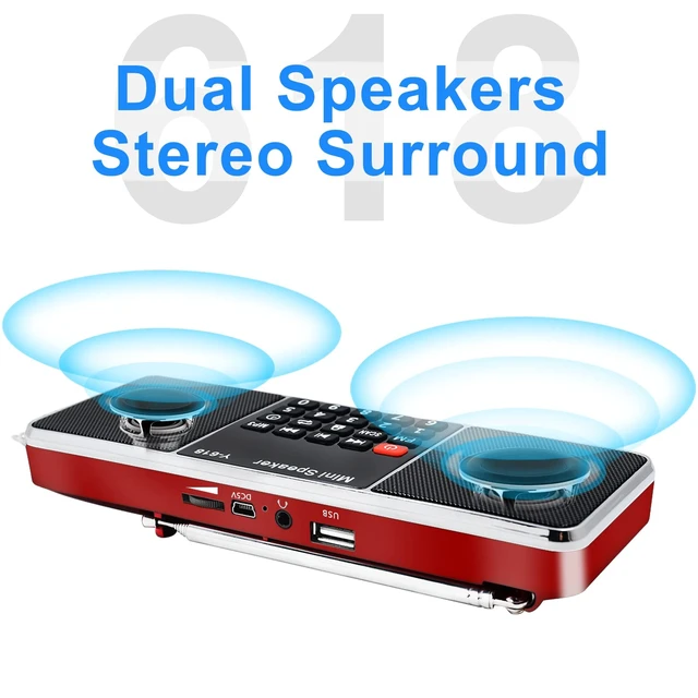 Alt view image 2 of 7 - Multifunction Digital FM Radio Media Speaker MP3 Music Player, Red Support TF Card USB Drive, LED Screen Display, Setting Timing Shutdown Function