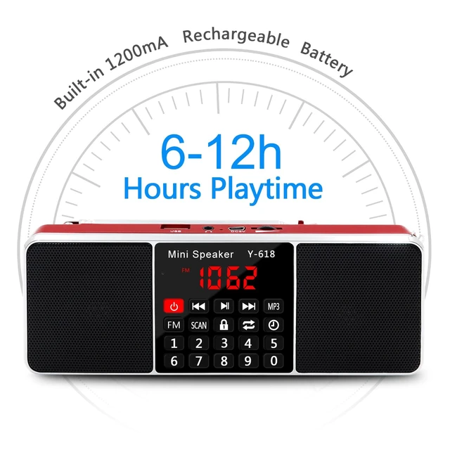 Alt view image 3 of 7 - Multifunction Digital FM Radio Media Speaker MP3 Music Player, Red Support TF Card USB Drive, LED Screen Display, Setting Timing Shutdown Function