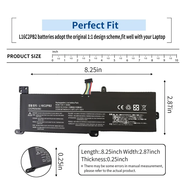 Alt view image 2 of 6 - L16M2PB2 L16C2PB2 L17L2PF1 Battery for Lenovo IdeaPad 330 320 S145 330-15IKB 330-15AST 320-17IKB S145-15AST S145-15IWL S145-14IWL L16L2PB2 L16L2PB1 L16L2PB3 L16S2PB1 L16M2PB3