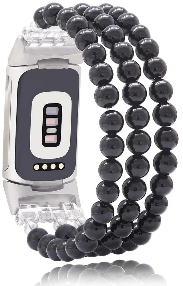 Main image of Compatible with Fitbit Charge 6/5 Natural Gemstone Beaded Handmade Adjustable Bracelet Replacement Band for Women