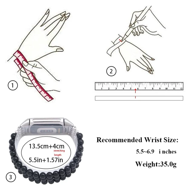 Alt view image 3 of 6 - Compatible with Fitbit Charge 6/5 Natural Gemstone Beaded Handmade Adjustable Bracelet Replacement Band for Women