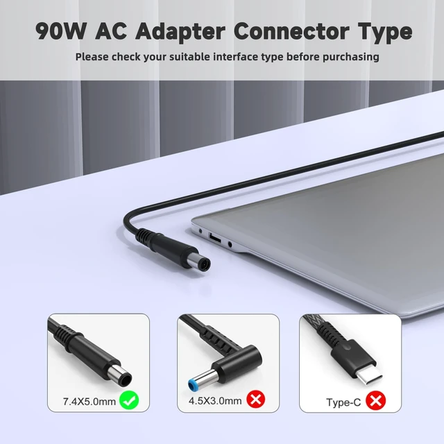 Alt view image 4 of 7 - 90W 65W Laptop Charger Compatible with Dell Latitude E6440 E6430 E6420 E6230 E6320 E6220 E6330 E6500 E6510 E6530 E6540 E7240 E7250 E7440 E7450 5480 5580 7390 7280 7480 7.4mm Tip Power Cord