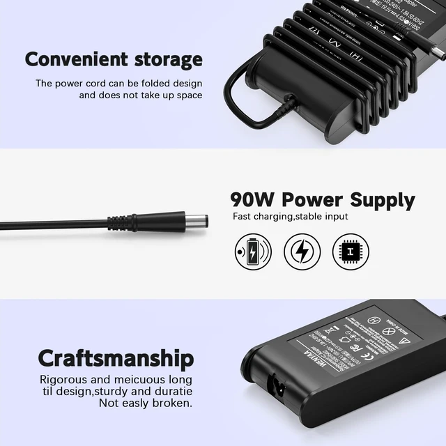 Alt view image 6 of 7 - 90W 65W Laptop Charger Compatible with Dell Latitude E6440 E6430 E6420 E6230 E6320 E6220 E6330 E6500 E6510 E6530 E6540 E7240 E7250 E7440 E7450 5480 5580 7390 7280 7480 7.4mm Tip Power Cord