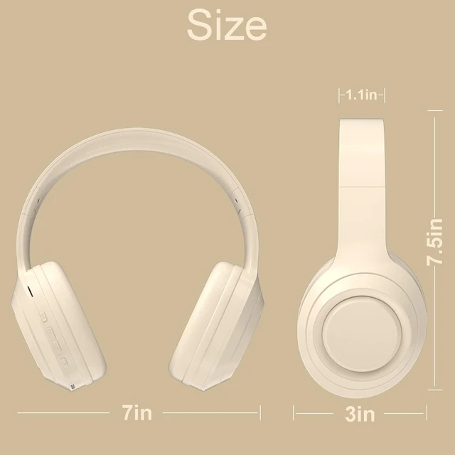 Alt view image 4 of 6 - White Wireless Headphones Bluetooth, Foldable Over Ear Headphones, Hi Fi Stereo Headphones Built in Mic for phone/TV/PC/MP4/Home/Office