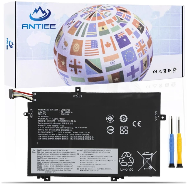 Main image of L17L3P52 01AV463 Battery for Lenovo ThinkPad L480 L490 L580 L590 L14 L15 L17M3P53 SB10K97610 SB10K97611 01AV464 L17M3P54 SB10K97612 01AV465 L17C3P52 SB10K97613 01AV466