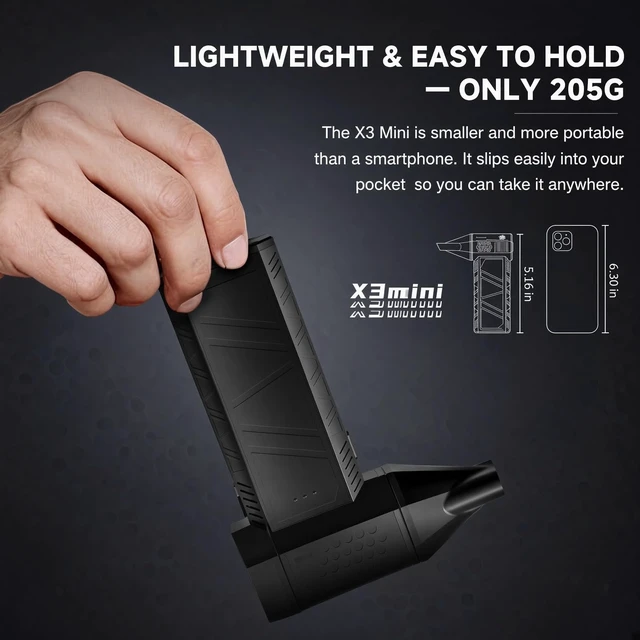 Alt view image 3 of 7 - X3Mini Electric Air Duster Turbo Fan (Version 1.1), 110,000RPM, Rechargeable USB-C, 100Mph Wind Speed at the Nozzle, Compact and Portable, Multi-Nozzle Attachments, Black