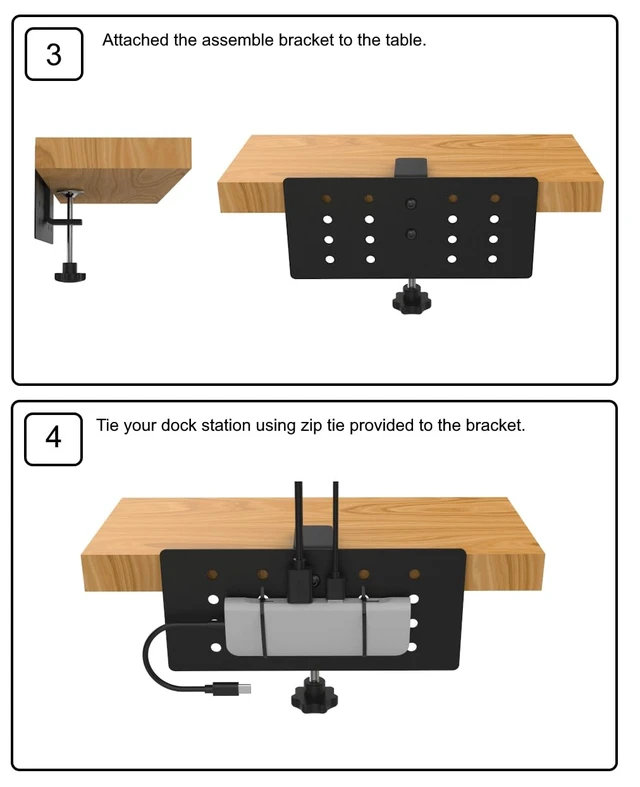 Alt view image 7 of 7 - Docking Station Side-Mount Bracket Holder-Compatible with Dell/Thunderbolt Dock/Thinkpad USB C Docking Station