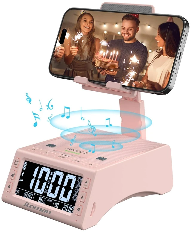 Main image of Gifts for Men Women,Cell Phone Stand with Wireless Bluetooth Speaker,Adjustable Cool Tech Kitchen Gadgets,Unique Birthday Gift Idea for Him, Husband, BoyfriendPink