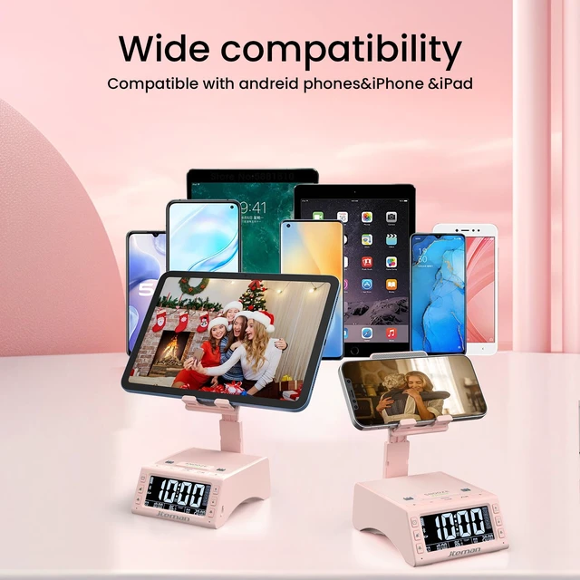 Alt view image 6 of 7 - Gifts for Men Women,Cell Phone Stand with Wireless Bluetooth Speaker,Adjustable Cool Tech Kitchen Gadgets,Unique Birthday Gift Idea for Him, Husband, BoyfriendPink