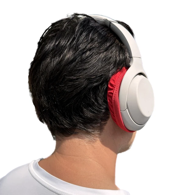 Alt view image 5 of 5 - RF Blocking Headset Covers Shielding for On-Ear Wireless Headsets, Headphones Reduces RF Exposure Between 90-98% Fits Most On-Ear Headsets (Red, Medium)
