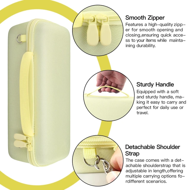 Alt view image 5 of 7 - for Bose SoundLink Plus Portable Speaker Hard Protective Case,Citrus Yellow Detachable Shoulder Strap, Reinforced Hand Strap, Easy Carrying, Dual Mesh Pockets, Cable Organization